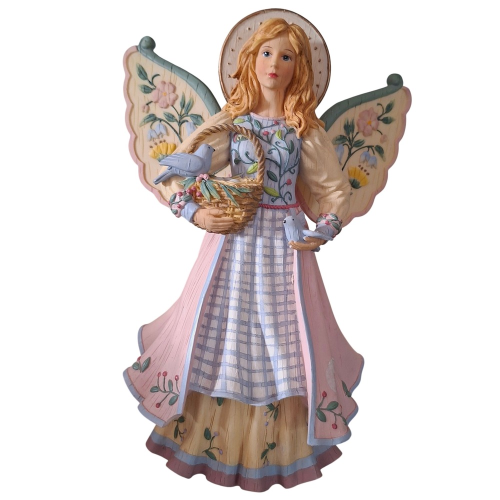 Jim Shore Heartwood Creek Angel of Life Figurine 2001 Pink Bluebird Art 9.5"